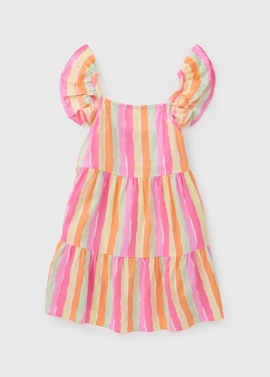 Girls Multicolour Stripe Viscose Dress (1-7yrs)