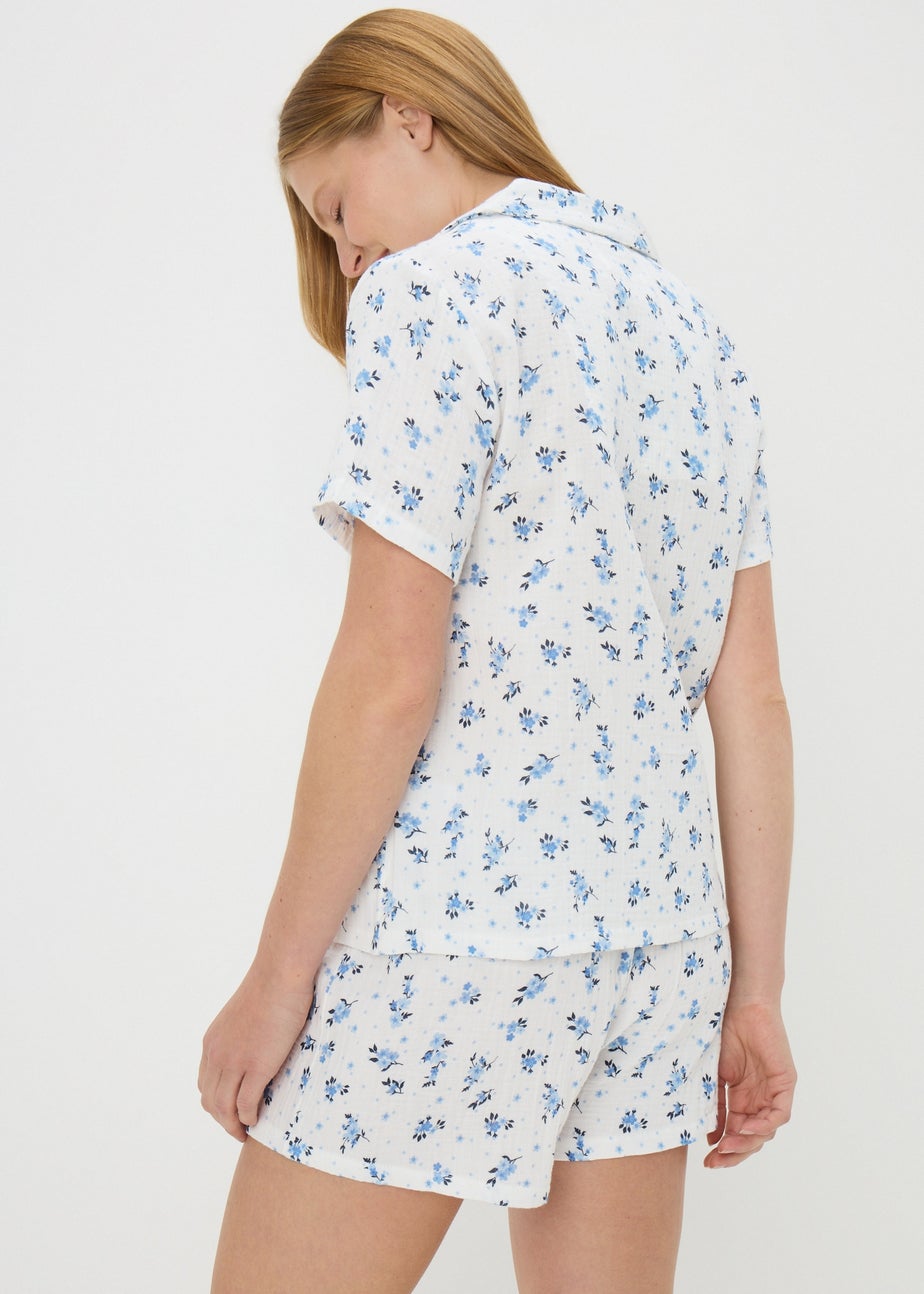 White Floral Short Pyjama Set