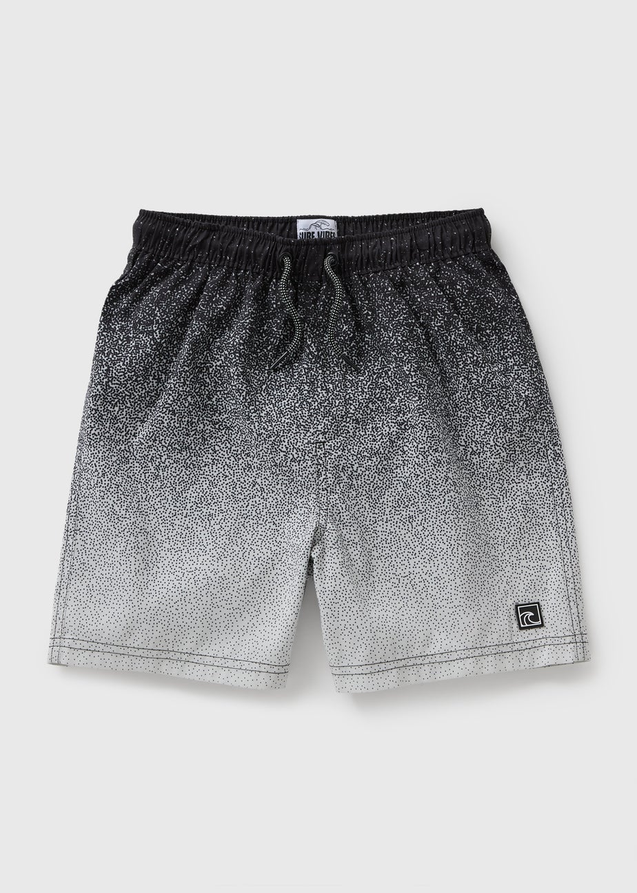 Boys Black Paint Splat Ombre Swim Shorts (7-15yrs)
