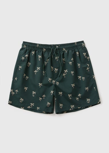 Khaki Palm Tree Swim Shorts