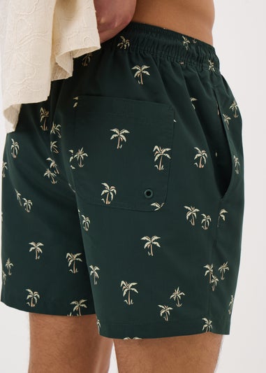 Khaki Palm Tree Swim Shorts