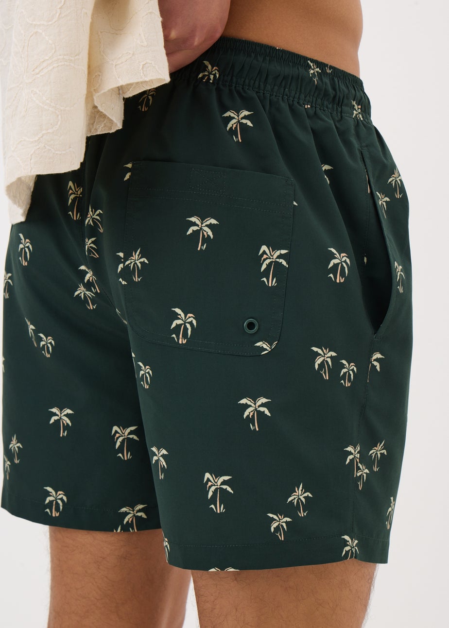 Khaki Palm Tree Swim Shorts