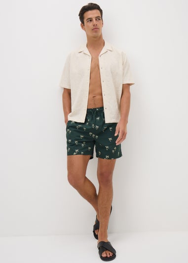 Khaki Palm Tree Swim Shorts
