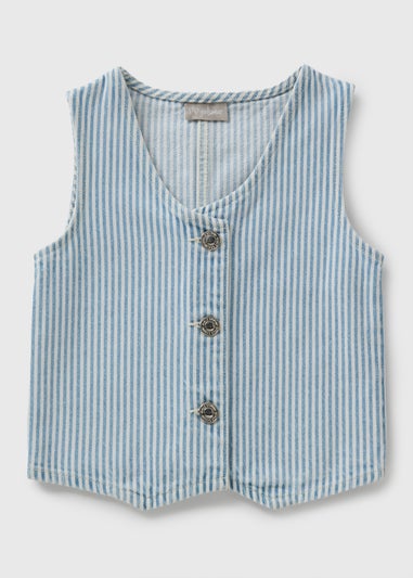 Girls Blue Stripe Denim Waistcoat (7-15yrs)