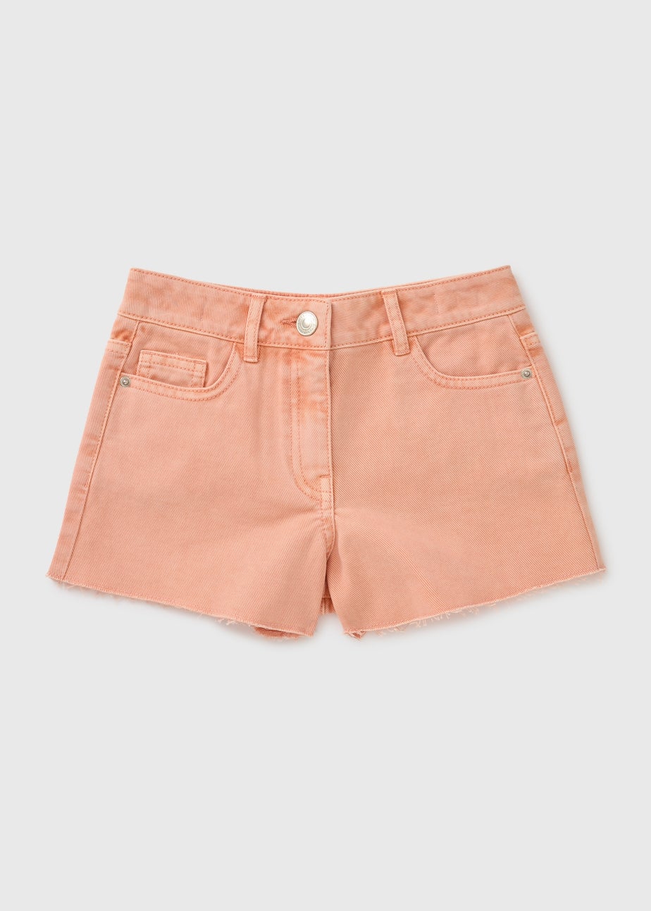 Girls Peach Denim Shorts (7-15yrs)