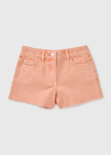 Girls Peach Denim Shorts (7-15yrs)
