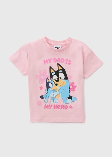 Girls Pink Bluey Dad T-Shirt (1-7yrs)