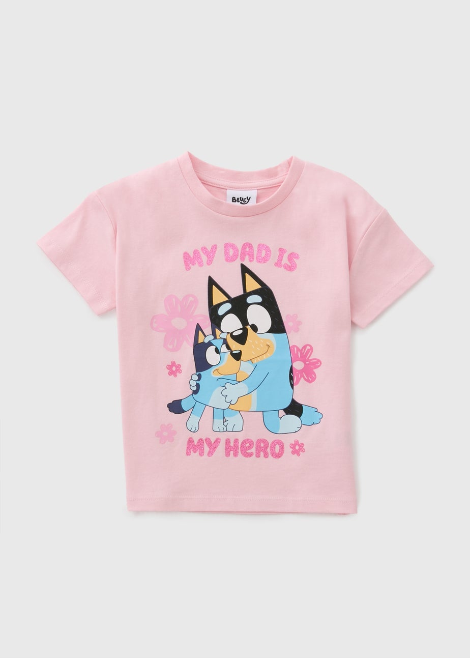 Girls Pink Bluey Dad T-Shirt (1-7yrs)