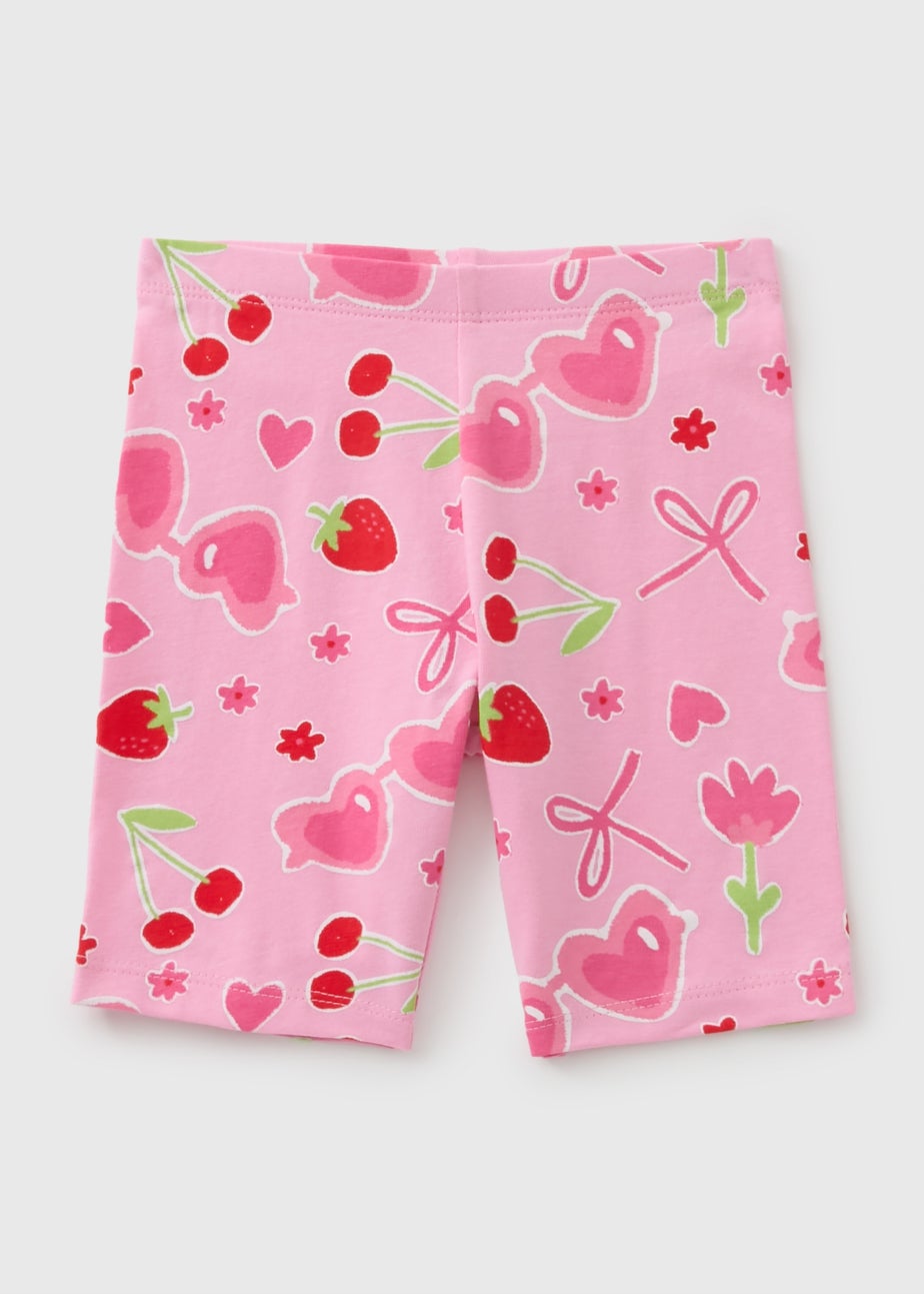 Girls Pink Fruit Cycle Shorts (1-7yrs)