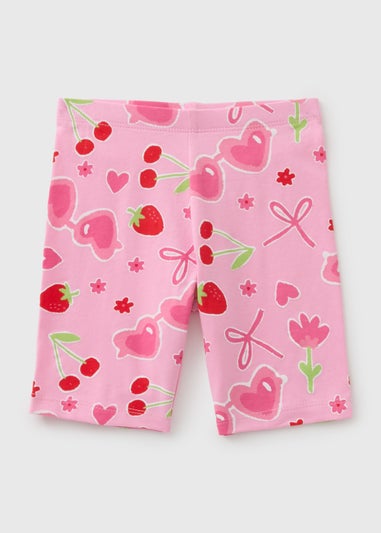 Girls Pink Fruit Cycle Shorts (1-7yrs)