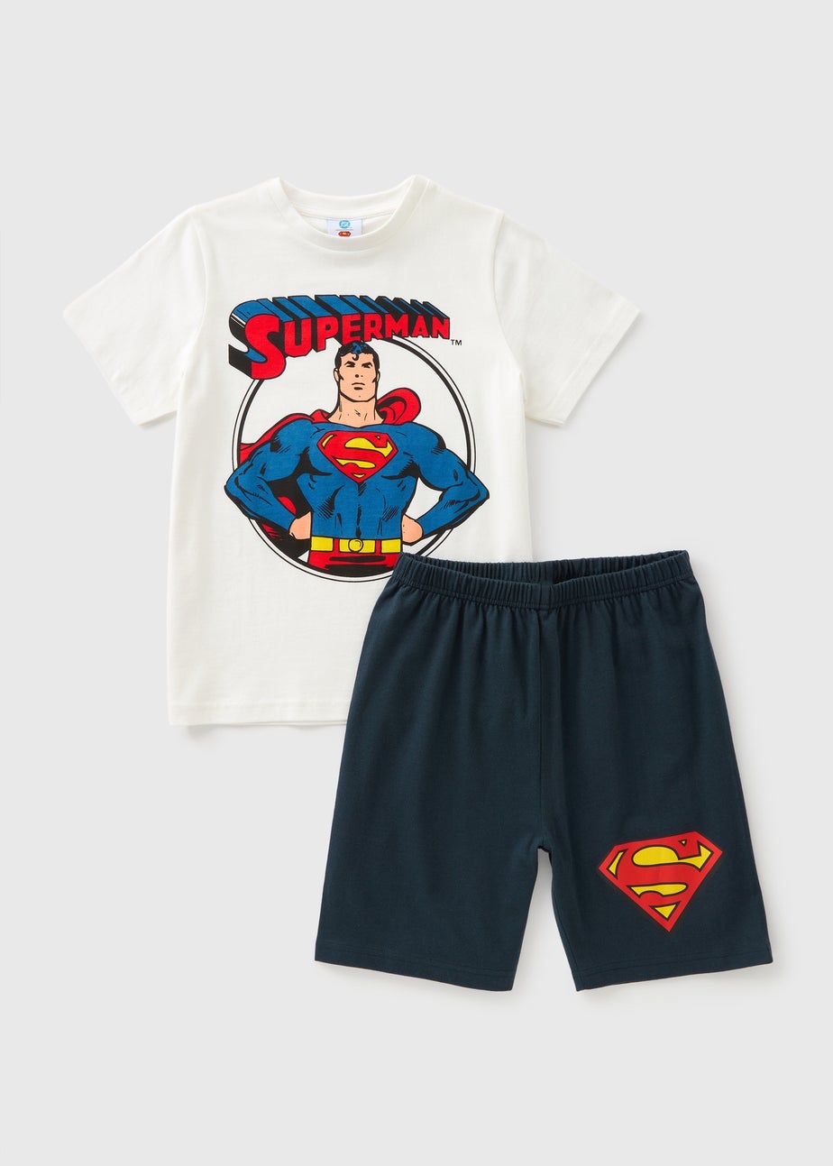 Boys Cream Superman Shortie Pyjama Set (3-13yrs)