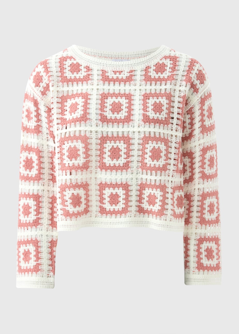 Pink Patchwork Crochet Jumper