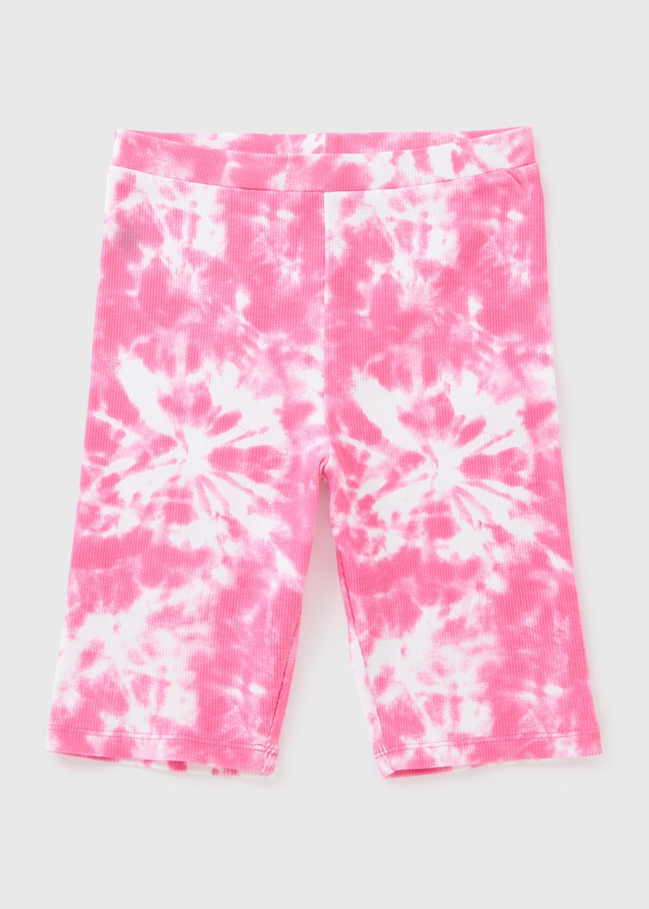 Girls Pink Tie Dye Cycling Shorts (7-15yrs)