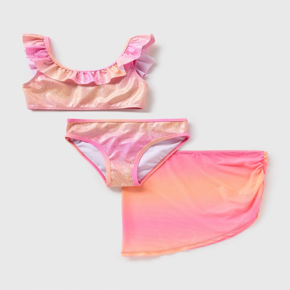 3 Piece Girls Pink Bikini Set (6-15yrs)
