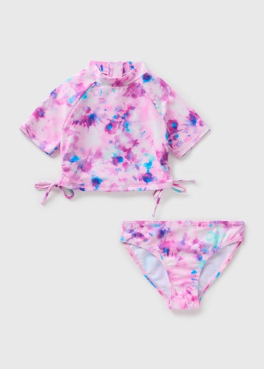 Girls Pink Marble Tankini (6-15yrs)