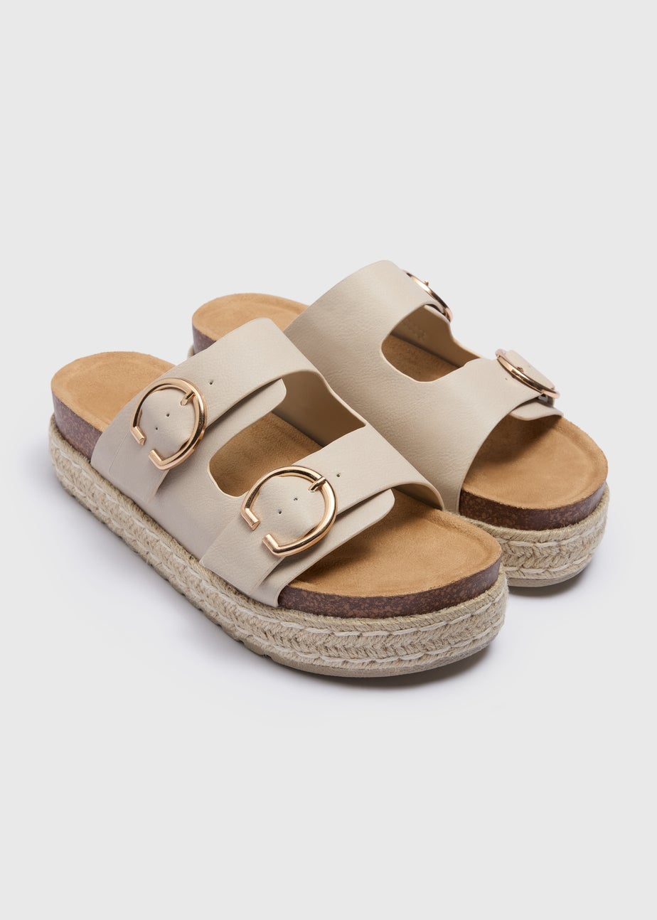 Stone Double Strap Footbed Sandals