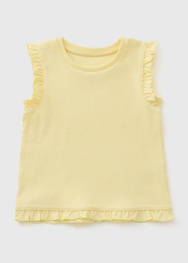 Girls Yellow Frill Ribbed Vest (1-7yrs)