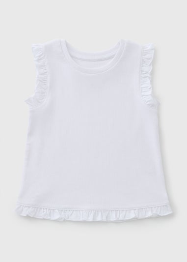 Girls White Ribbed Frill Vest (1-7yrs)