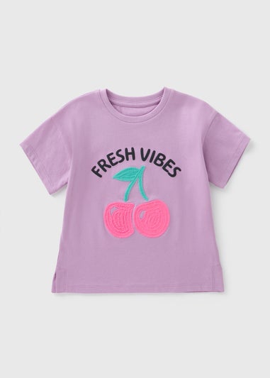 Girls Lilac Cherry Crochet T-Shirt (1-7yrs)
