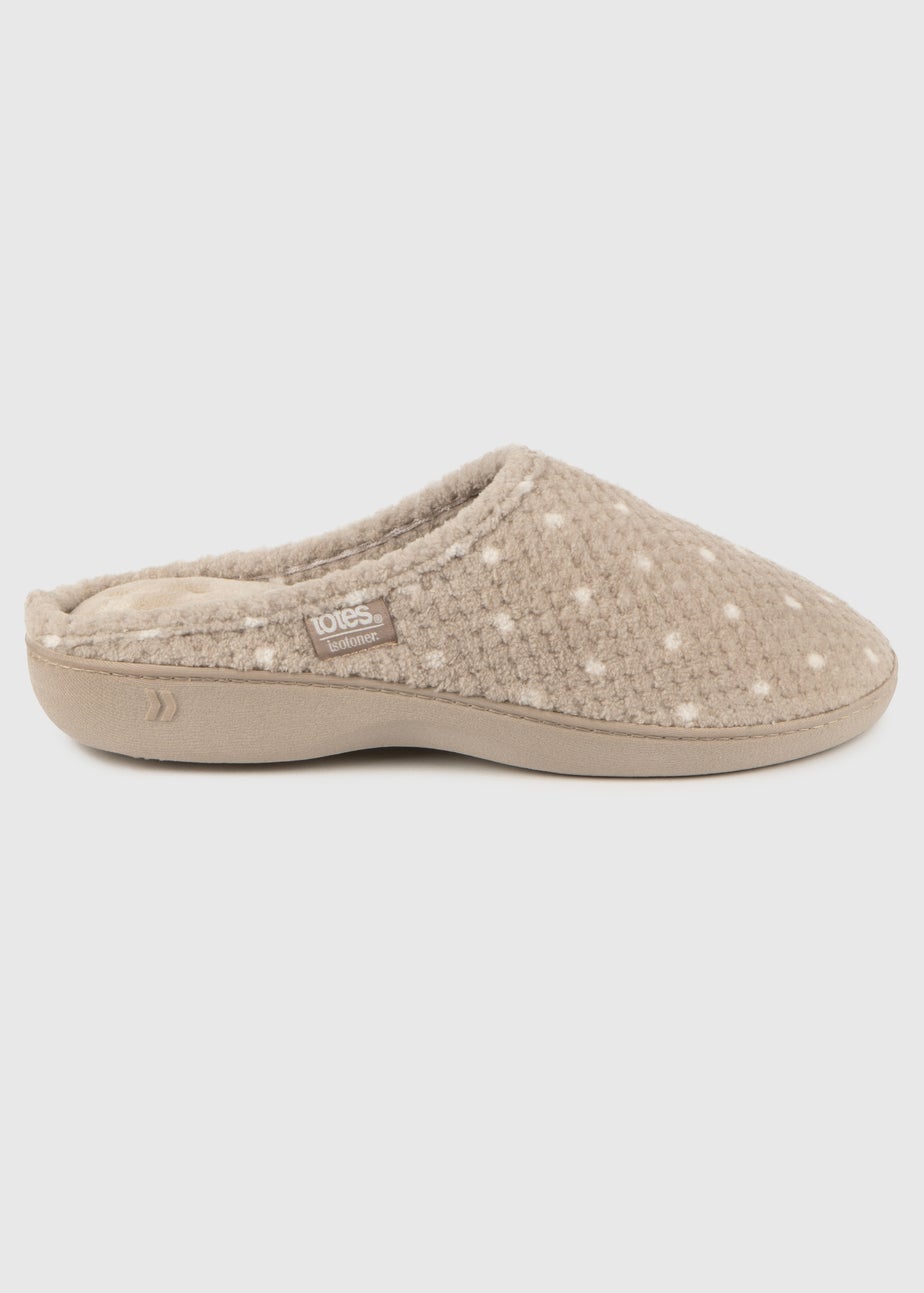 Totes Isotoner Natural Ladies Popcorn Terry Mule Slippers