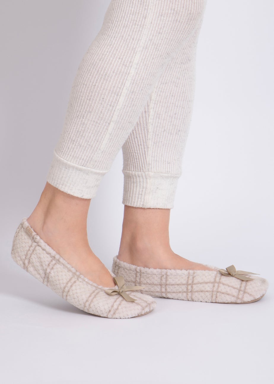 Totes Isotoner Natural Ladies Popcorn Ballet Slippers