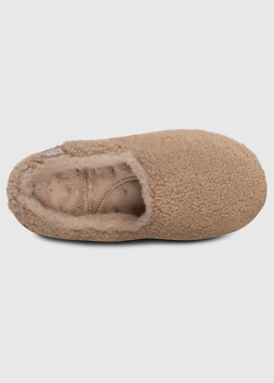 Totes Isotoner Natural Ladies Curly Fur Mule