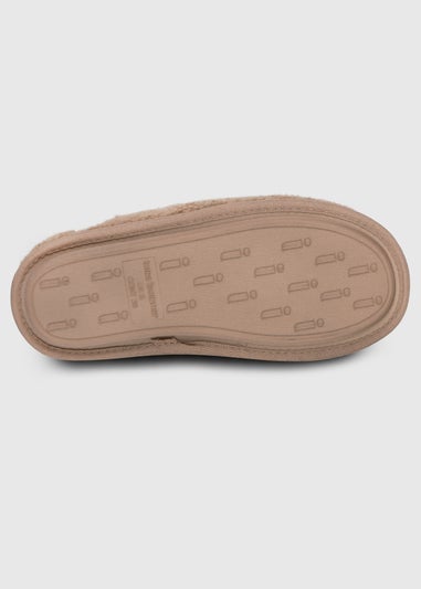 Totes Isotoner Natural Ladies Curly Fur Mule