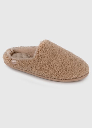 Totes Isotoner Natural Ladies Curly Fur Mule