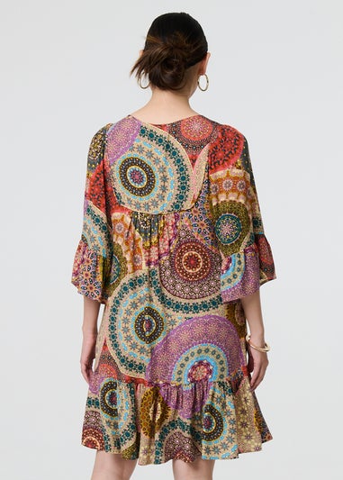 Izabel London Multi Kaleidoscope Print Short Dress