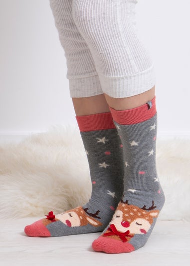 Totes Toasties Grey Ladies Single Original Slipper Socks