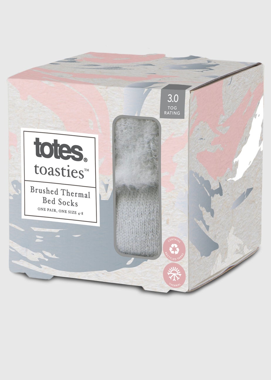 Totes Toasties Grey Ladies Thermal Brushed Bed Sock