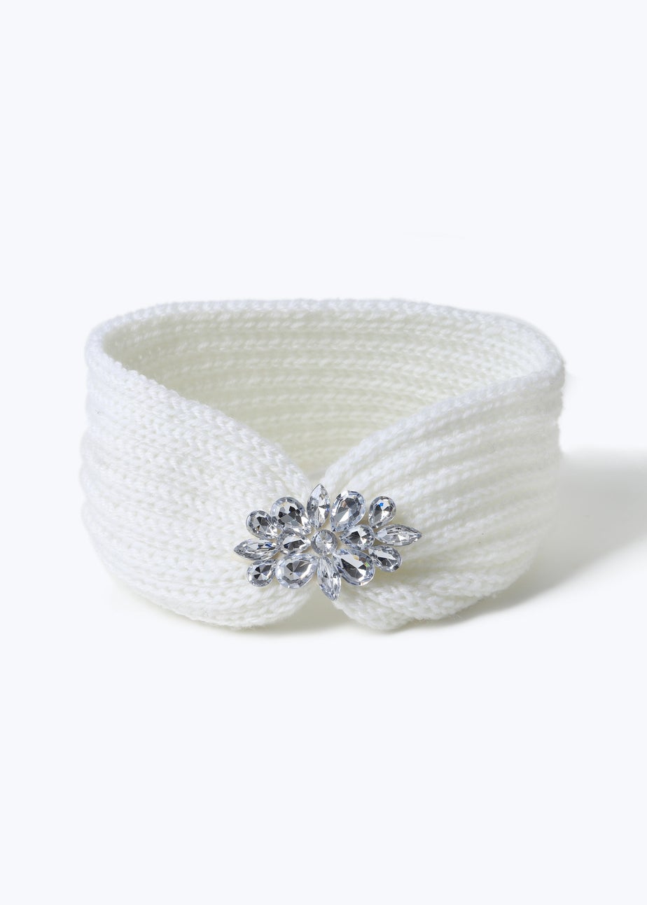 Muse Cream Embellished Knitted Head Bandeau