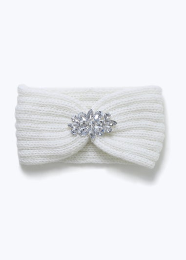 Muse Cream Embellished Knitted Head Bandeau