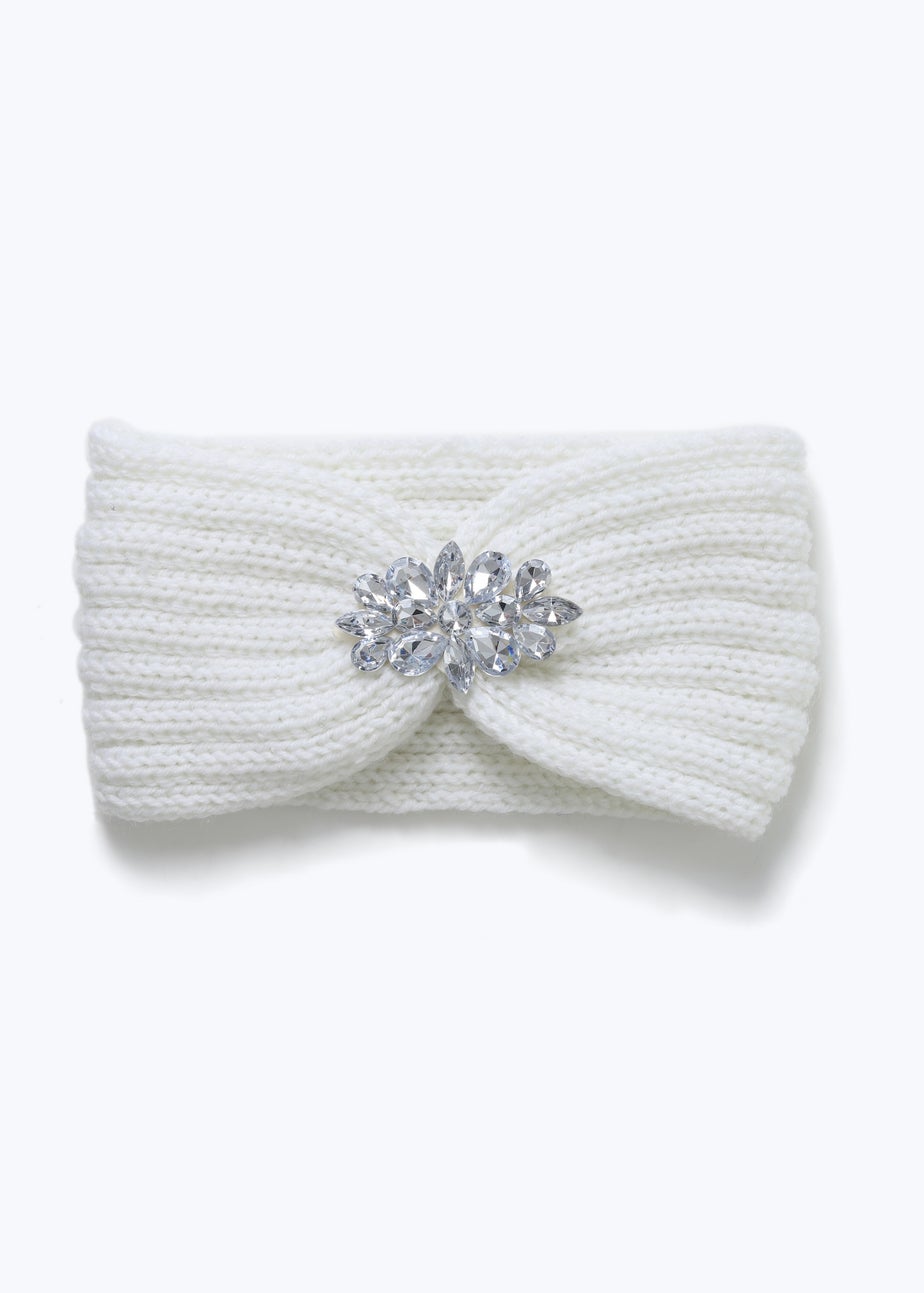 Muse Cream Embellished Knitted Head Bandeau