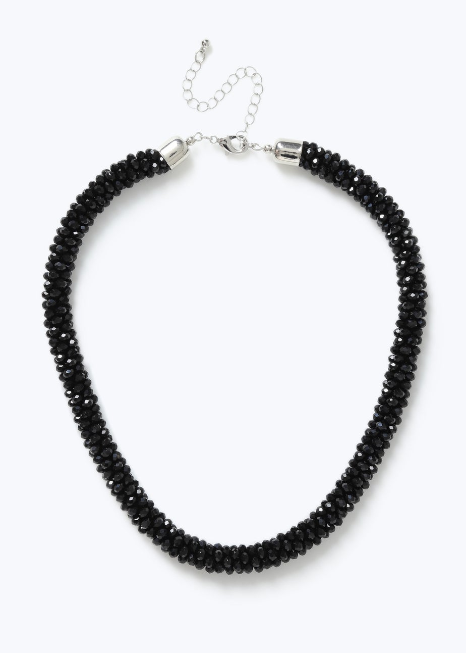 Muse Black Facet Collar Necklace