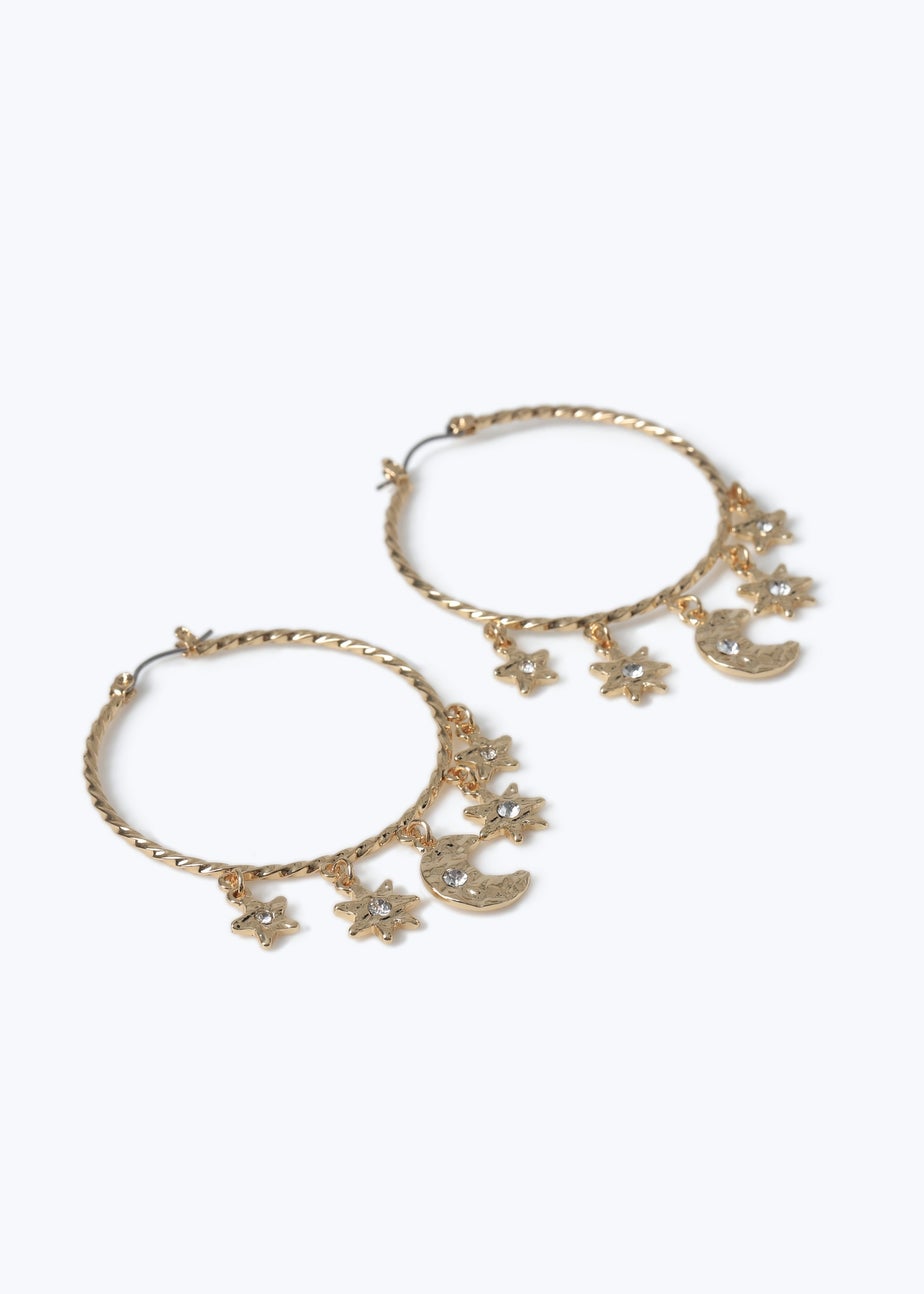 Muse Gold Star And Moon Hoop Earring
