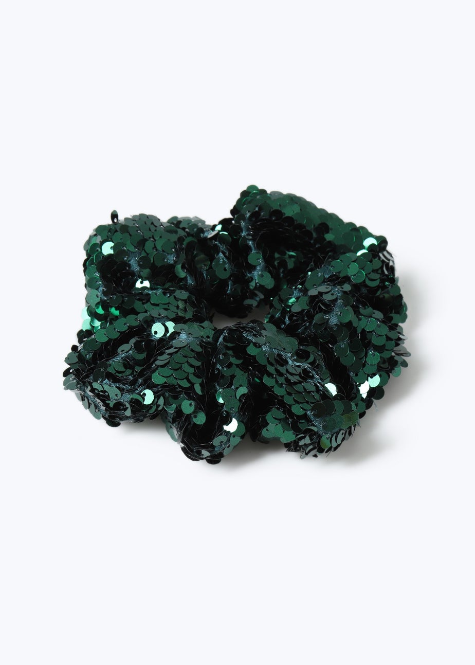Muse Green Sequin Scrunchie Green