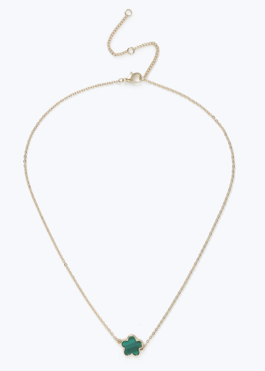 Muse Green Gold Flower Necklace