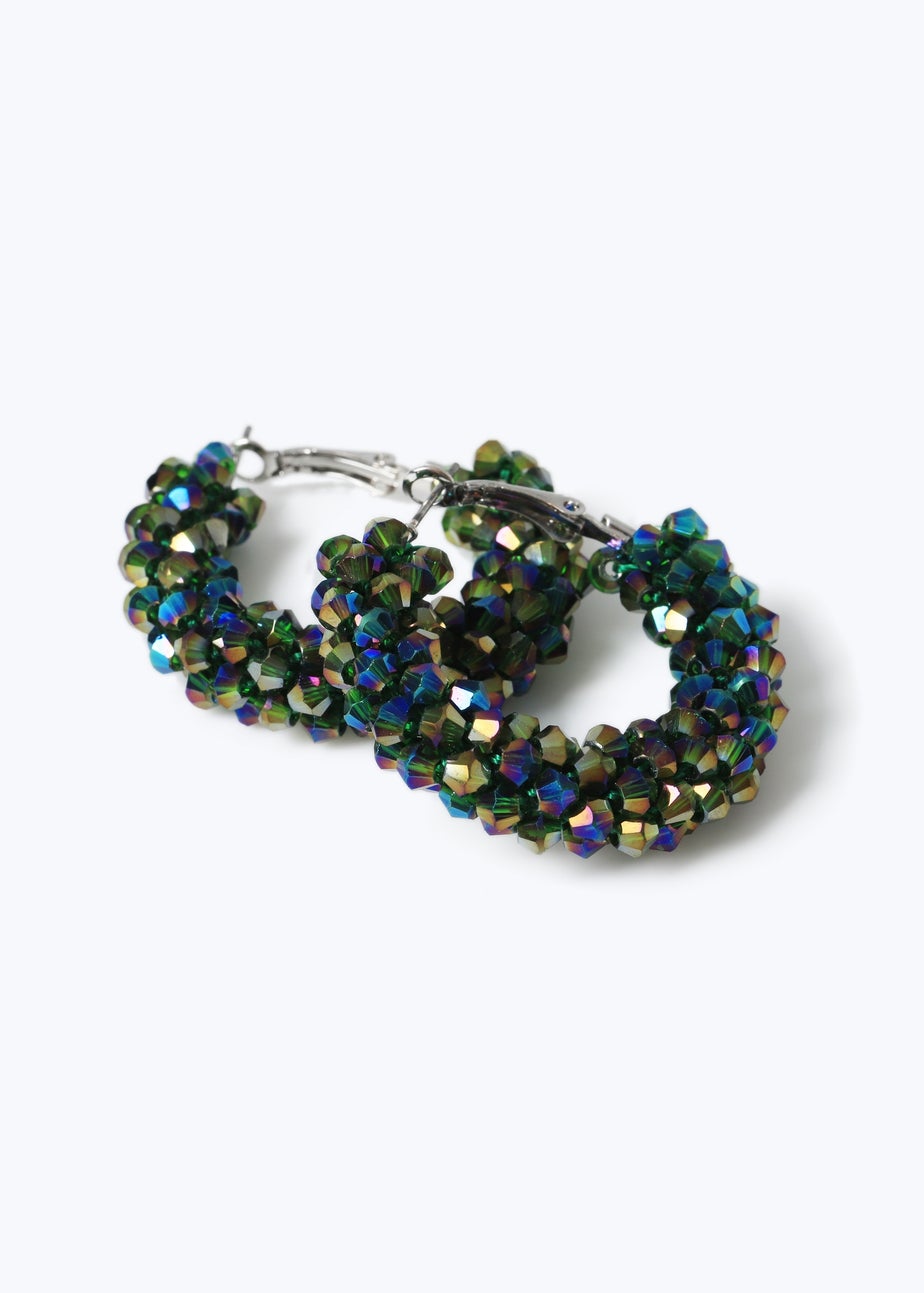 Muse Green Facet Hoop Earring Green