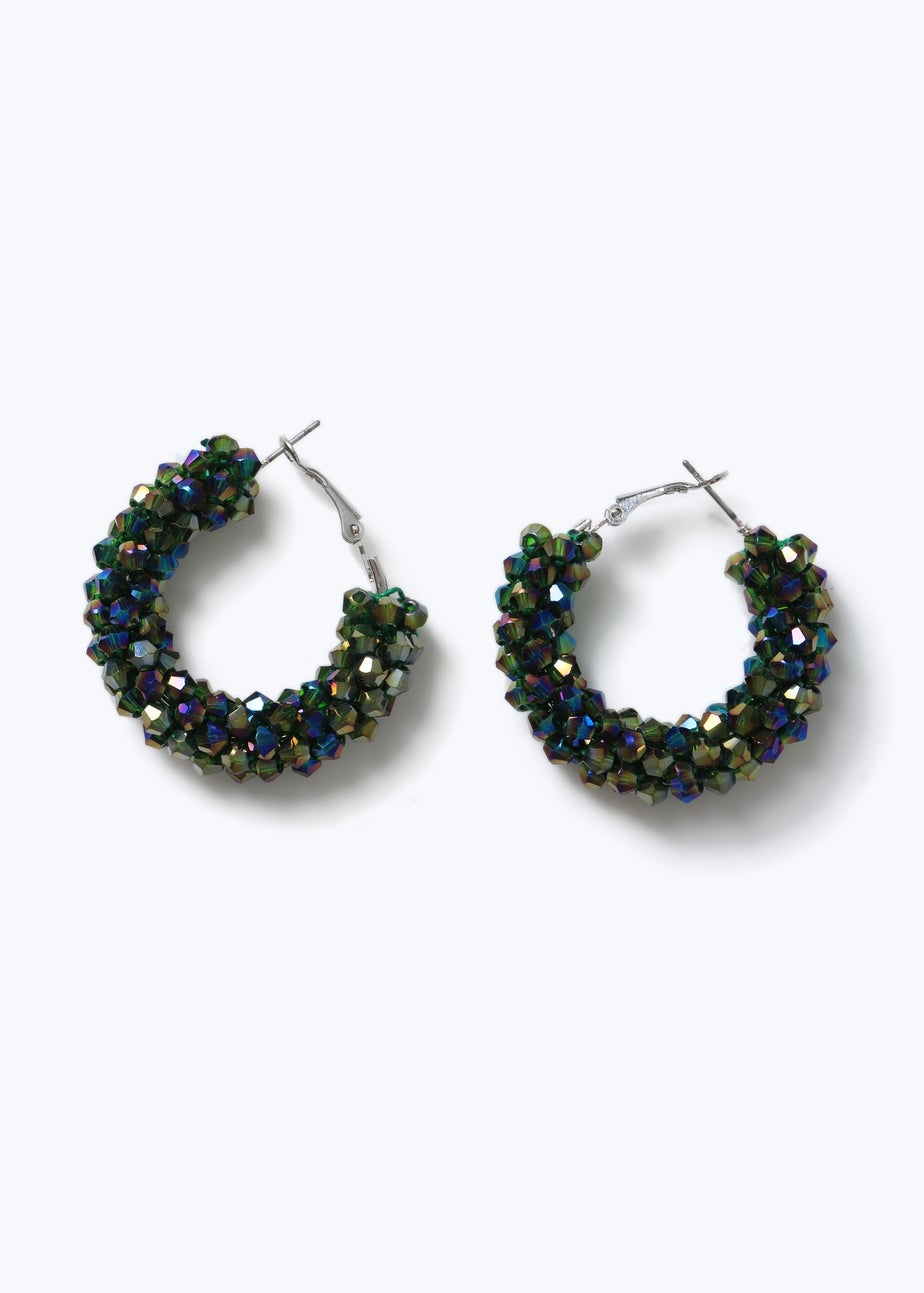 Muse Green Facet Hoop Earring Green