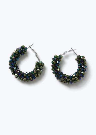 Muse Green Facet Hoop Earring Green