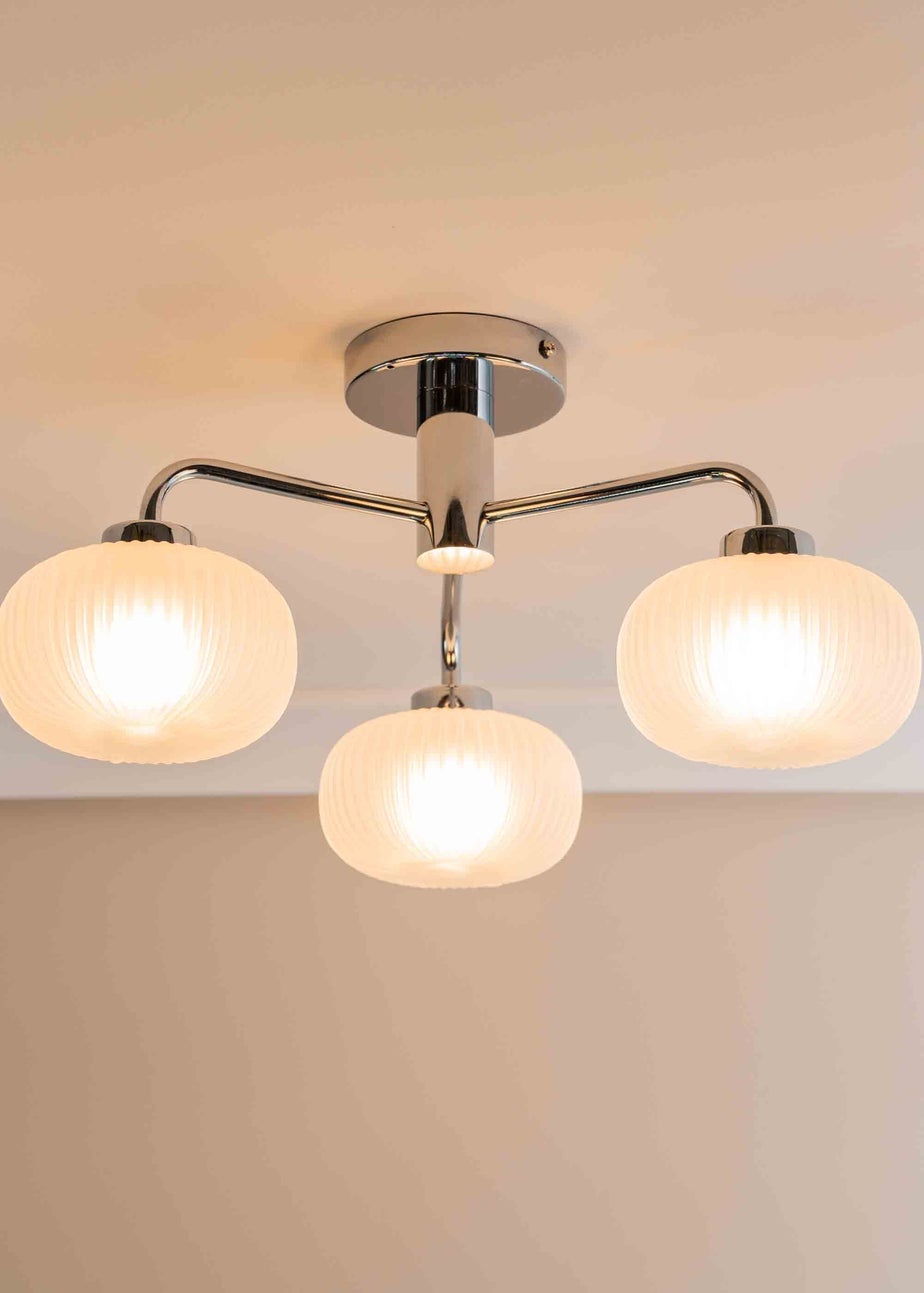 ValueLights Amaia Polished Silver Semi-Flush Light with Clear Globe Shade