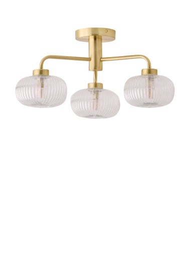 ValueLights Amaia Brushed Gold Semi-Flush Light with Clear Globe Shade