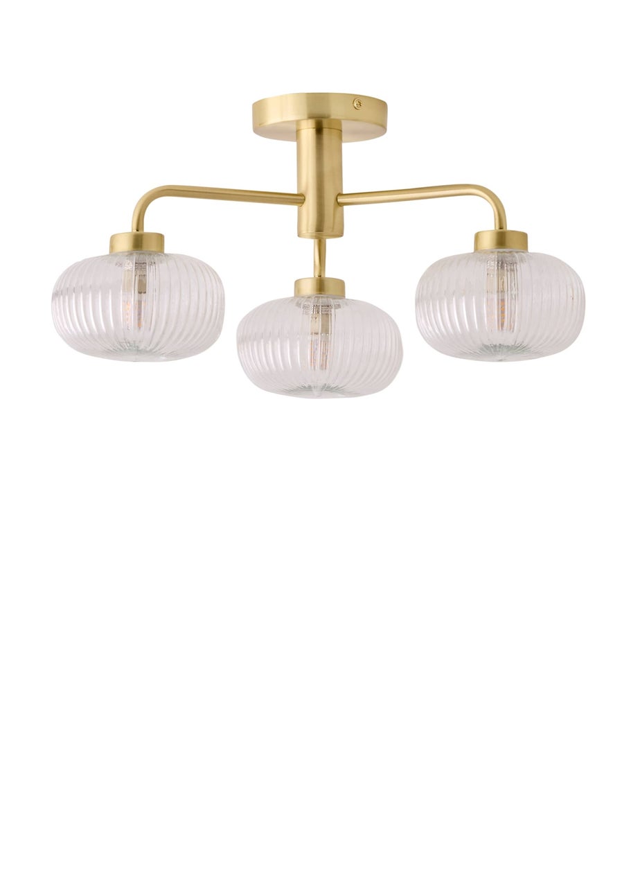 ValueLights Amaia Brushed Gold Semi-Flush Light with Clear Globe Shade