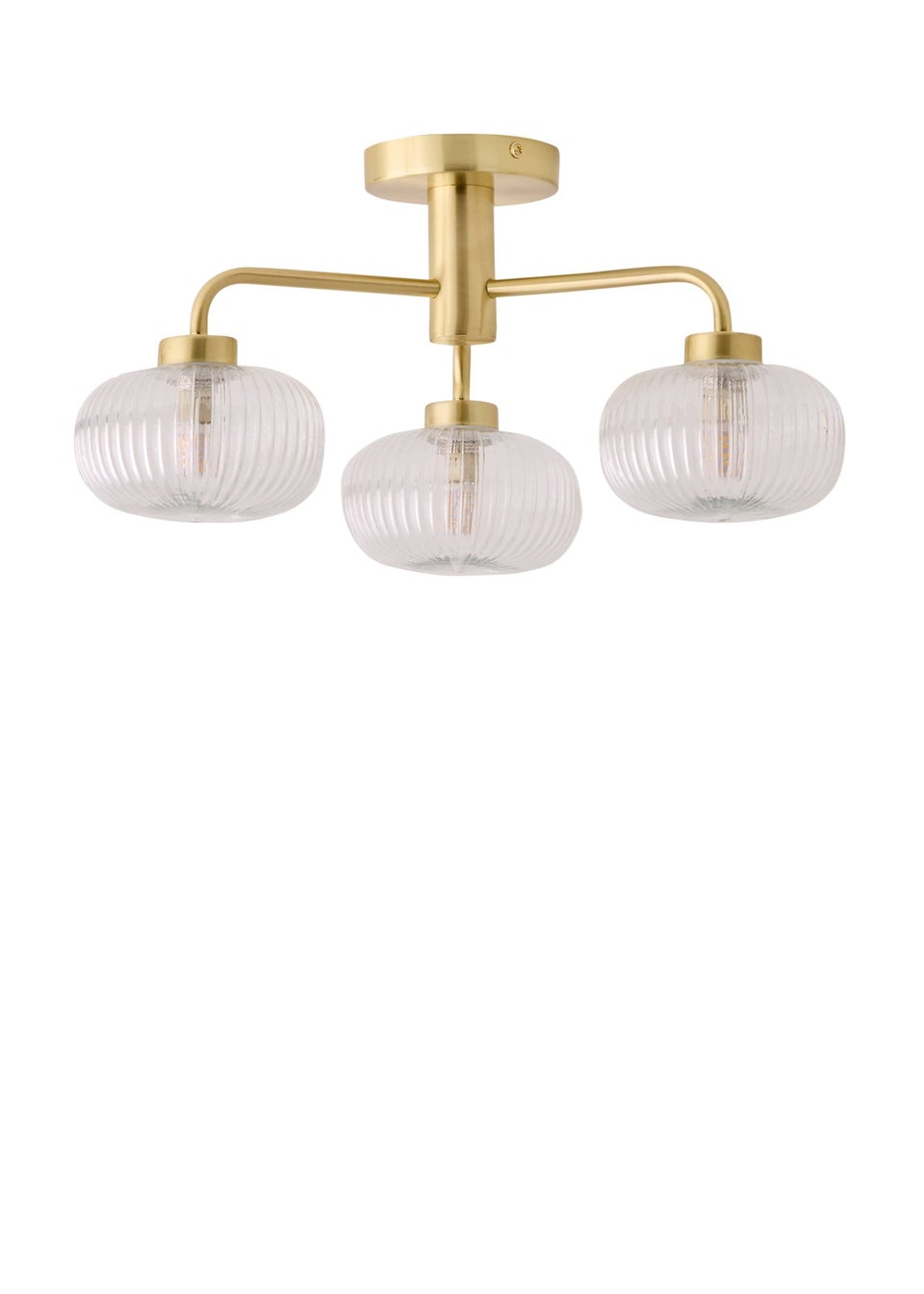 ValueLights Amaia Brushed Gold Semi-Flush Light with Clear Globe Shade