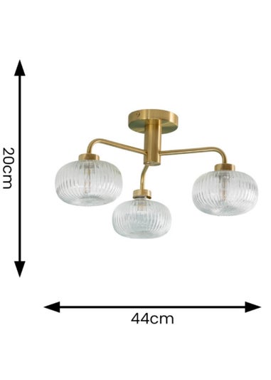 ValueLights Amaia Brushed Gold Semi-Flush Light with Clear Globe Shade