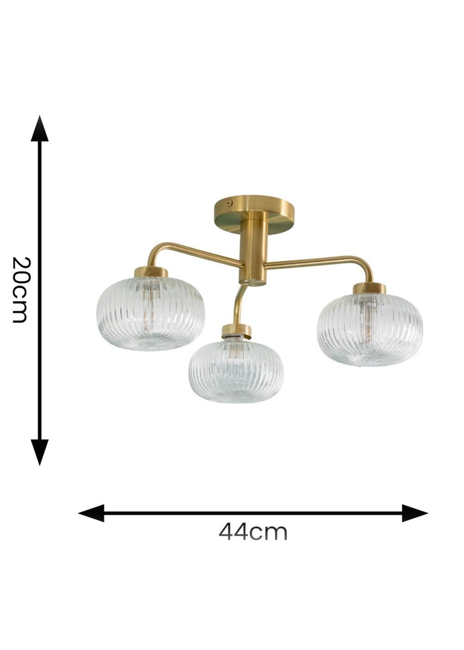 ValueLights Amaia Brushed Gold Semi-Flush Light with Clear Globe Shade