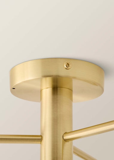 ValueLights Amaia Brushed Gold Semi-Flush Light with Clear Globe Shade