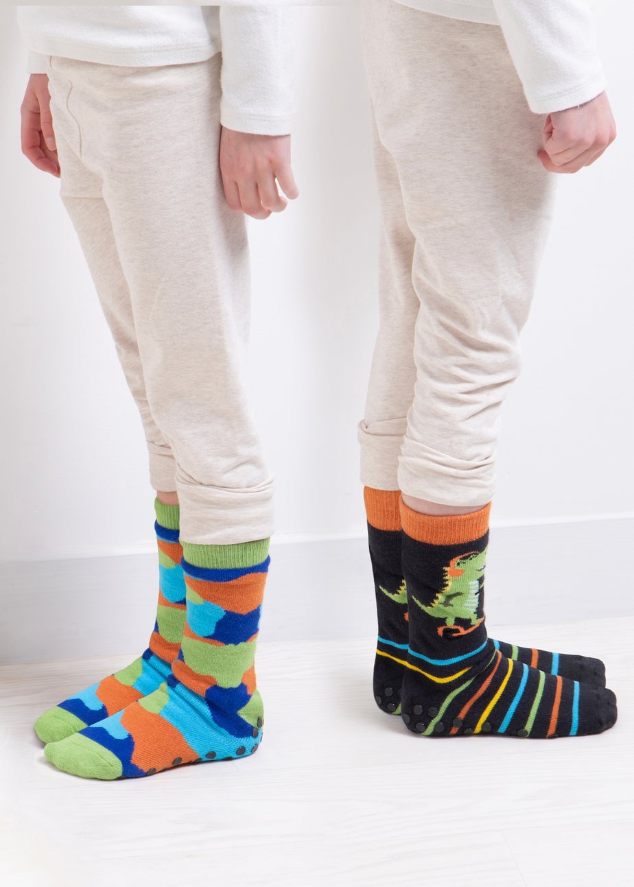 Totes Toasties Blue Childrens Original Slipper Socks (Twin Pack)