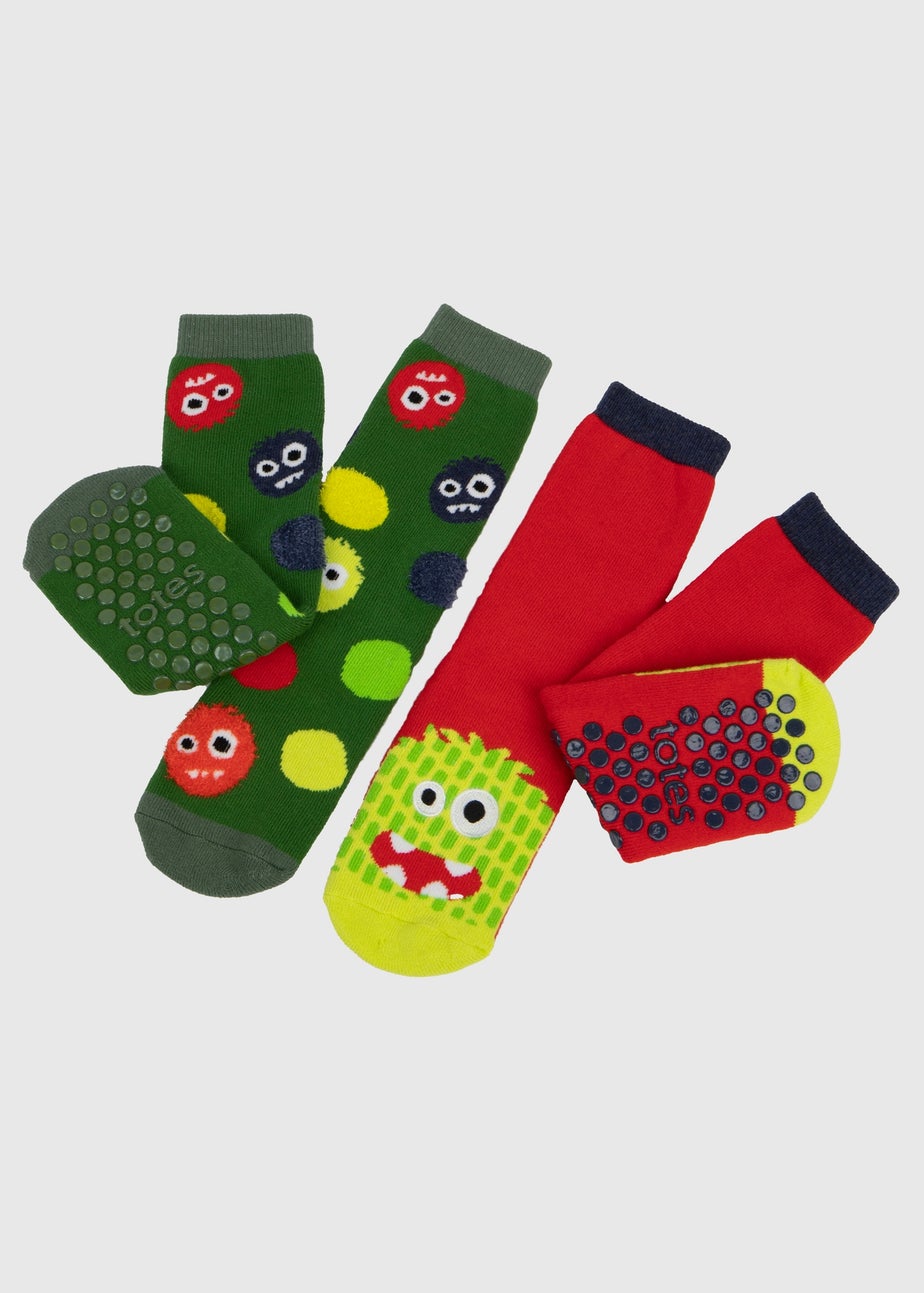 Totes Toasties Multi Childrens Original Slipper Socks (Twin Pack)